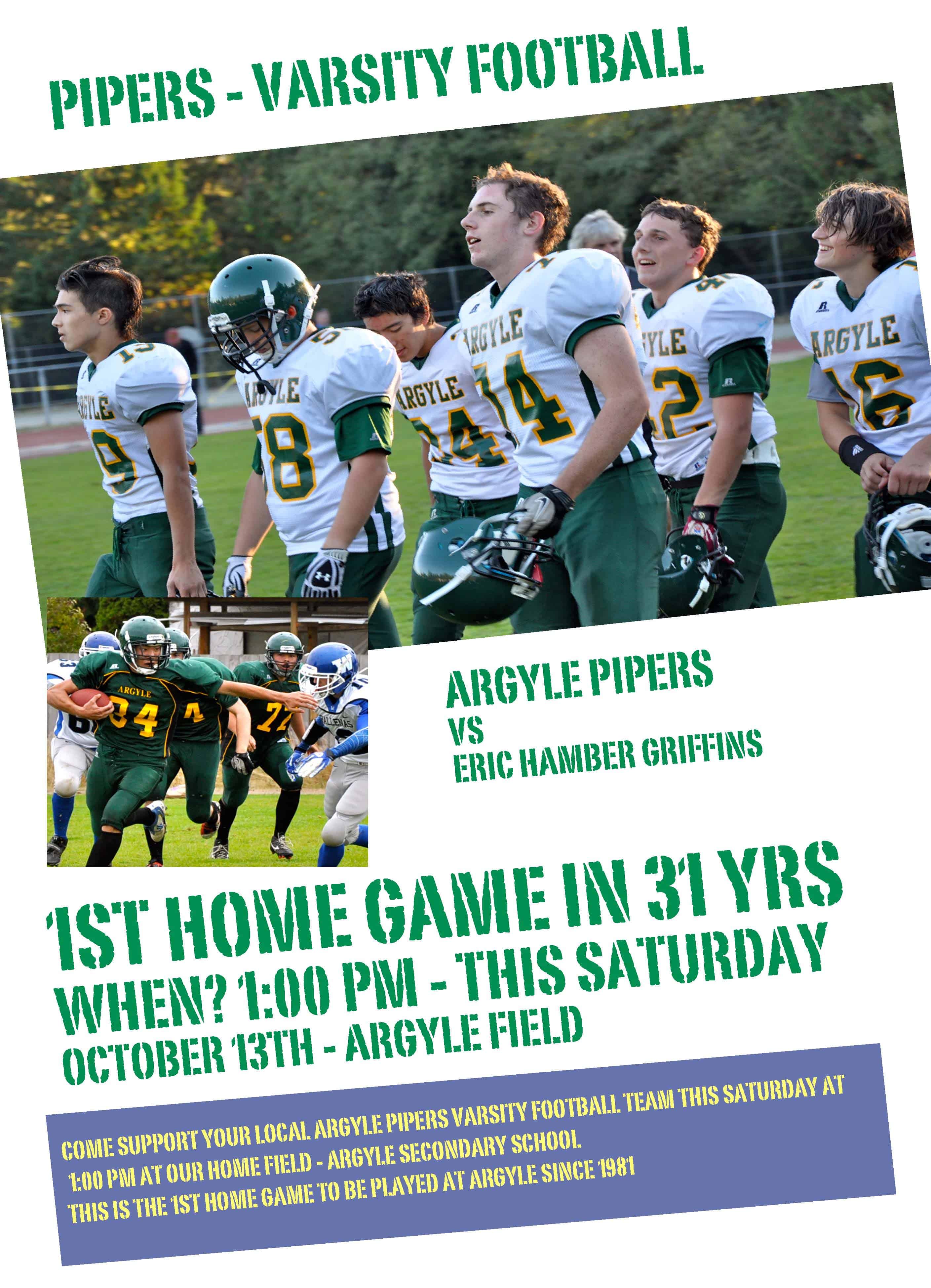 Argyle Pipers football team re-christens home field