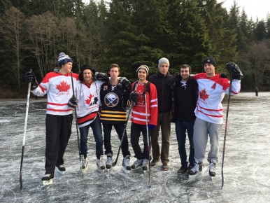 These hockey players formed an impromptu team with an impromptu name - The Wolf Pack.